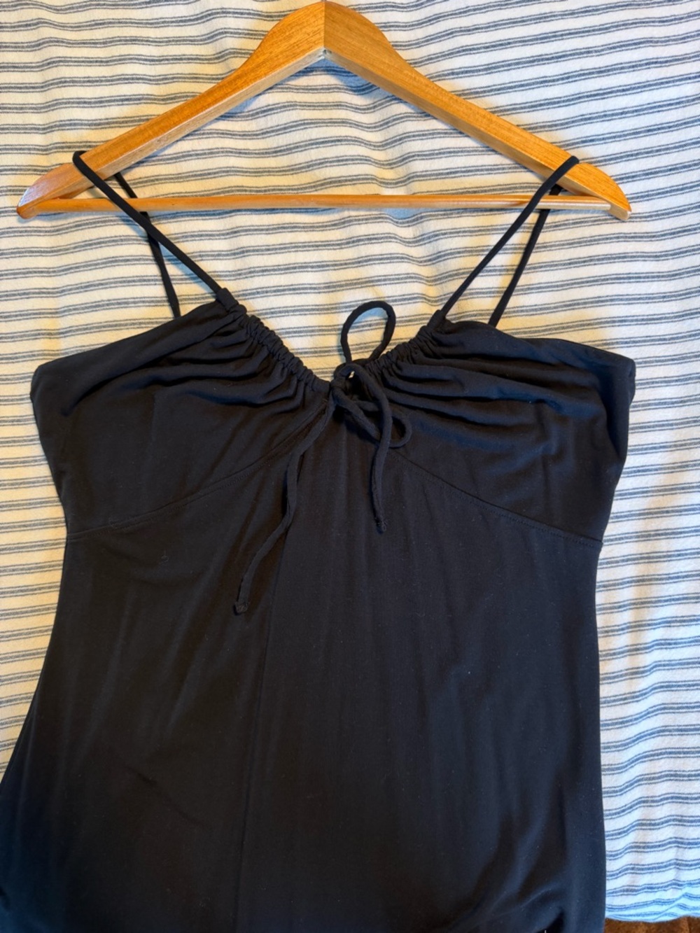 Z Supply Black Spaghetti Strap Midi Dress with Front Tie